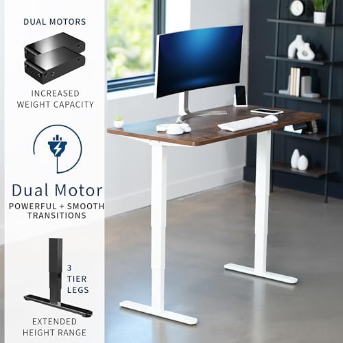 VIVO Rustic Vintage Brown 55 x 28 in Standing Desk, DESK-KIT-2W55N