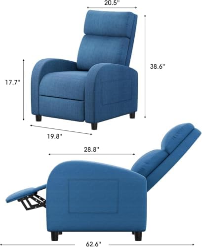 Homall Recliner Chair, Recliner Sofa Fabric for Adults, Blue Recliners