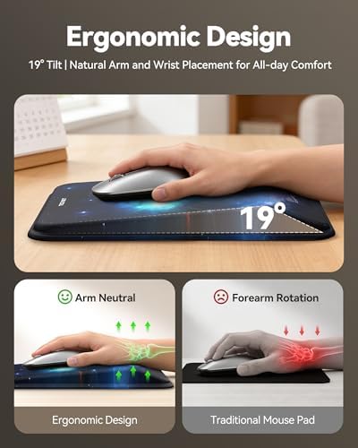 TECKNET Ergonomic Mouse Pad with Wrist Rest, All-Day Comfort & Pain Relief