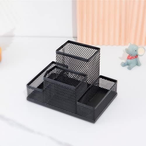 Desk Organizer Desktop Mesh Pen Pencil Holder Caddy with 4 Compartments, Office Home School Classroom Accessories Cool Supplies