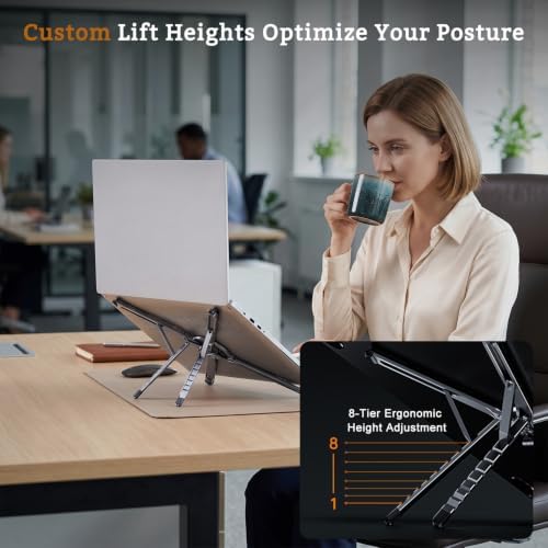 4-in-1 Foldable Laptop Stand, Magnetic Phone Tablet Holder