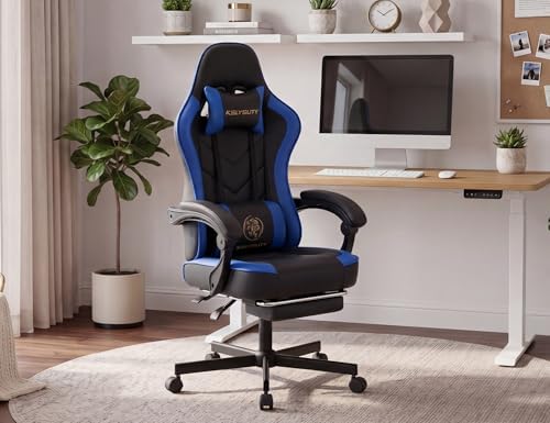 Mistpeople Gaming Chair, Ergonomic High Back Computer Chair with Footrest, Lumbar Support & Pocket Spring Cushion, Comfortable Swivel Home Office Desk Chair for Adults