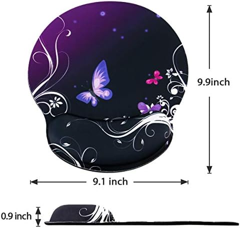ToLuLu Mouse Pad Wrist Rest Support, Gel Ergonomic Mouse Pads with Non Slip Rubber Base Memory Foam Support, Mouse Wrist Rest Pad for Laptop Computer Home Office Working Pain Relief, Purple Butterfly
