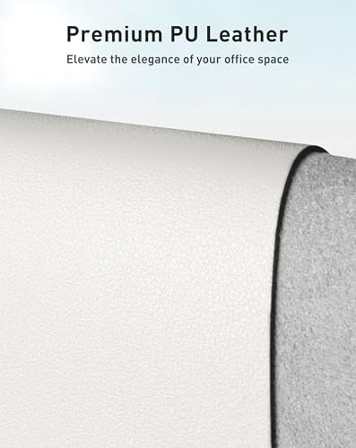 Aothia Faux Leather Desk Mat - Large Mouse Pad, Non-Slip PU Leather Blotter, Waterproof Writing Surface for Office and Home (Off-White, 40" x 24")