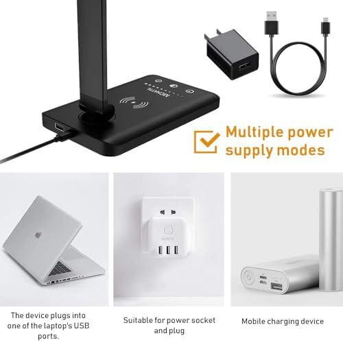 LED Desk Lamp with Wireless Charger,Touch Lamp for Home Office Dorm