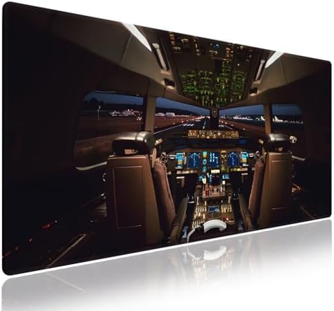 Extra Large Gaming & Office Mouse Pad (31.5" x 11.8") – Airplane Cockpit for Boeing 777 Enthusiast, Premium XXL Desk Mat with Durable Stitched Edges