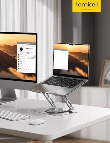 Lamicall Adjustable Laptop Stand for Desk 360° Rotating Base for 10-17.3''