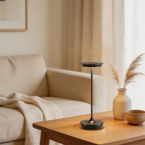 LED Rechargeable Cordless Table Lamp Battery Operated Light Black