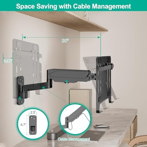 2-in-1 Gas Spring Laptop Wall Mount for 12"-17" Notebook/13"-32" Screen