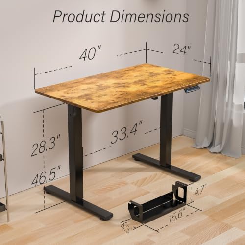Kingant Standing Desk, 40x24 Inch Electric Height Adjustable Computer Desk