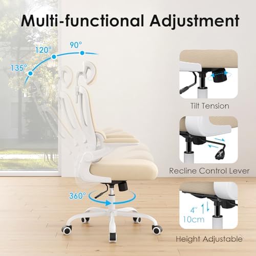 High Back Office Chair, Mesh Desk Chair with Lumbar Support and Flip-Up