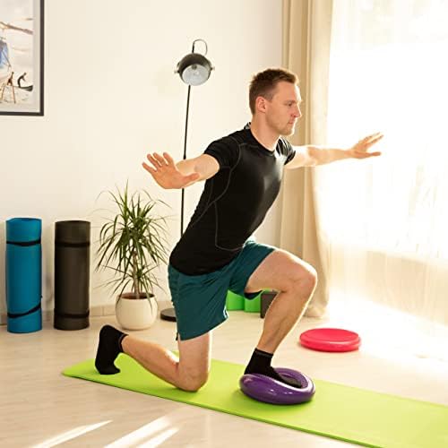 Relaxdays Balance Disc, 33 cm Stability Wobble Cushion with Air Pump, Balance Pillow with Nubs, Fitness Board, Pink