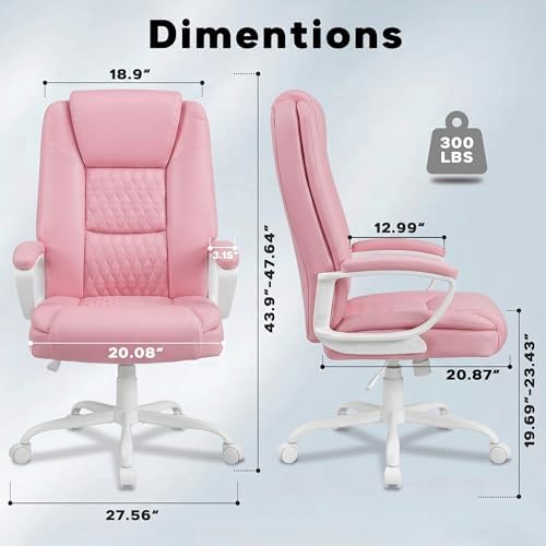 Executive Office Chair, Home Computer Desk Chair, PU Leather, Pink