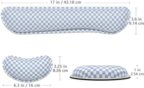 Dapesuom Enlarge Keyboard Wrist Rest, Memory Foam Wrist Cushion for Support, Cute Typing Pain Relief Keyboard Mouse Pad Rests Set with Non-Slip Base for Gaming Laptop Office Computer, Blue Grey