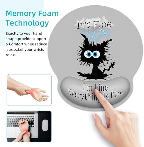 Lightning Cat Ergonomic Mouse Pad with Wrist Rest for Desk Work Office