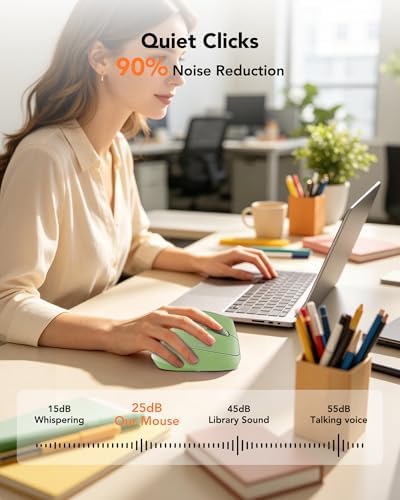 KYSONA Ergonomic Mouse Wireless, Bluetooth Vertical Mouse, 5-Level Adjustable DPI, 2.4G Silent Switch Mice for Windows, MacOS, IPadOS, Laptop, PC, Olive Green