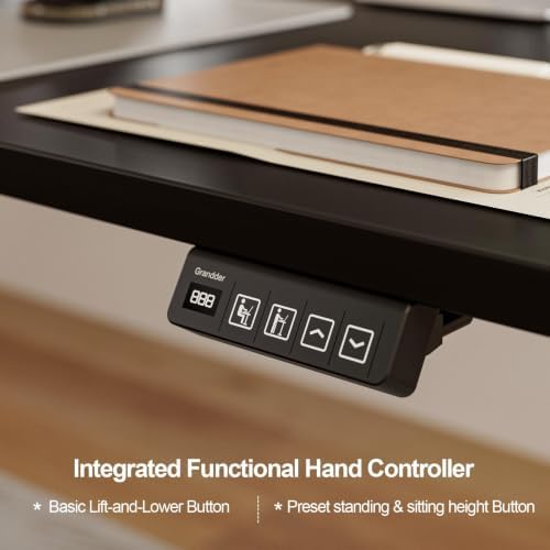 Grandder 75 x 61 Inch L Shaped Standing Desk, Electric Height Adjustable Corner Stand Up Desk, Sit Stand Corner Table Home Office Table, Black Top Black Frame