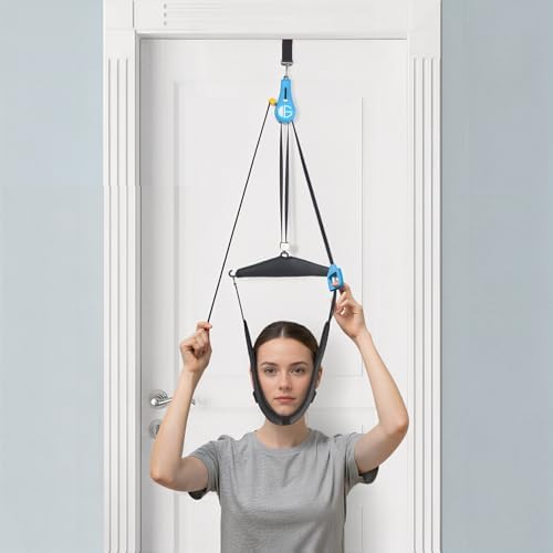 glitz Upgraded Neck Stretcher & Cervical Traction Device with Ratchet System – 50-200N Adjustable Over-Door Traction for Pain Relief & Spinal Decompression, Force-Limited Easy-Release Cord (2026 Ed.)
