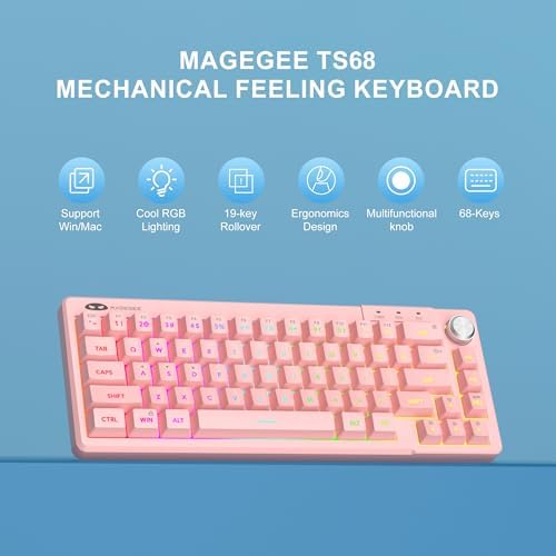 MageGee Mini 60% Gaming Keyboard, RGB Backlit Ultra-Compact Keyboard, TS68 Ergonomic Waterproof Mechanical Feeling Office Computer Keyboards for PC, MAC, PS4, Xbox ONE Gamer