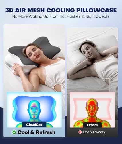 Ultra Pain Relief Cervical Neck Pillow for Sleeping, 5X Support Ergonomic Contour Pillow for Deep Sleep, Cooling Memory Foam Pillows for Adults, Orthopedic Bed Pillow for Side Back, Stomach Sleepers