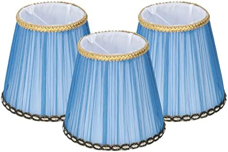 3 Pack Cloth Lamp Shade Clip On Lampshade for E14 Candle Bulb Chandelier Wall Light Table Lamp Indoor Decor Dark Blue (Clip-on-dark blue)