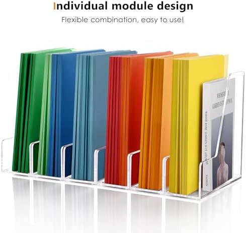 SANRUI 2-Pack Acrylic Magazine File Holder Desk Organizer Magazine Rack, Clear, Vertical File Sorter Holders, 9.45" D x 3.54" W x 10.24" H