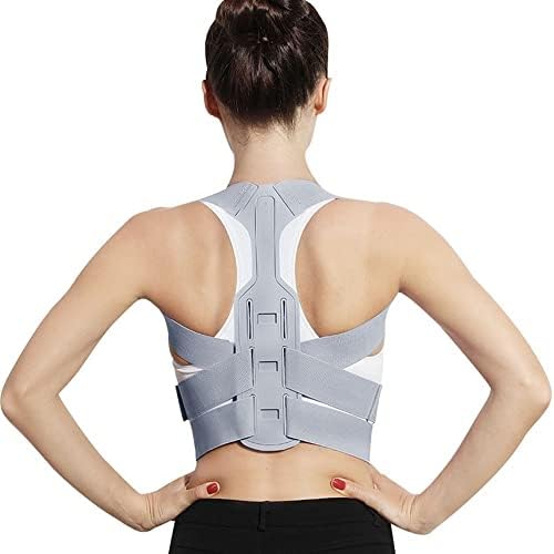 Adjustable Upper Back Posture Corrector for Women Invisible Back Brace Shoulder Neck Clavicle Spine Brace Back Lumbar Support Belt Corset Hunchback Correction(Gray,Large)
