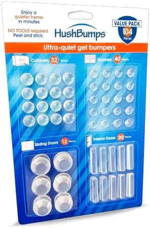 HushBumps Gel Bumpers for Cabinets, Doors & Drawers, 104 Pc Variety Pack