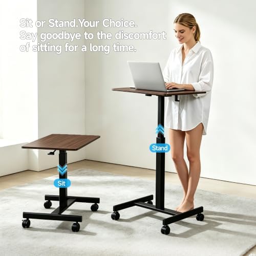 Mobile Small Standing Desk (Deep Walnut)