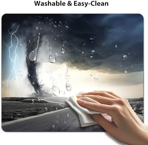 9.5x7.9 Inch Office/Gaming Mouse Pad, Nature Tornado and Lightning Over a Desert Road Cute Anti-Slip Mat for Desk
