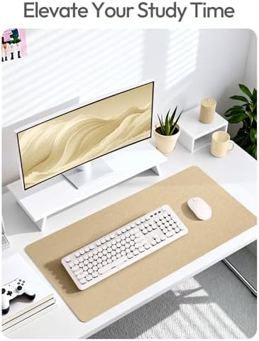 YSAGi Leather Desk Pad Protector, Office Desk Mat, Large Mouse Pad, Non-Slip PU Leather Desk Blotter, Laptop Desk Pad, Waterproof Desk Writing Pad for Office and Home (Gold, 35.4" x 17")