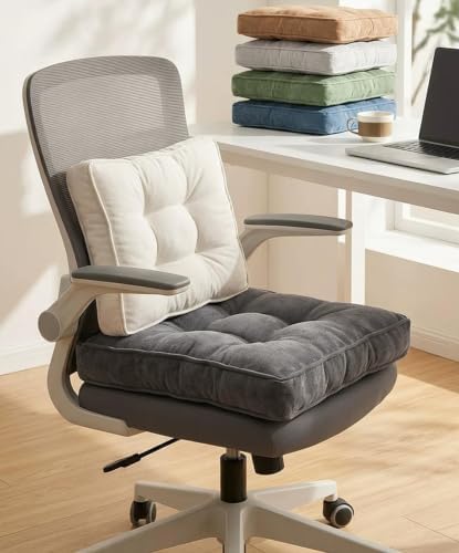 Square Corduroy Seat Cushion 4 Inch Thick Chair Pad Japanese Tatami Style Floor Pillow with Tufted Design 16"/18"/20" Breathable Durable Cushion for Office, Dining Room & Living Room，Red：20"X20"