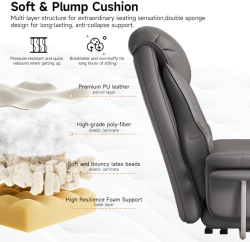 Big and Tall Office Chair 550 lbs Extra Wide Leather Executive Chair with Retractable Footrest, Heavy-Duty Ergonomic Chair, Adjustable Height Computer Gaming Chairs