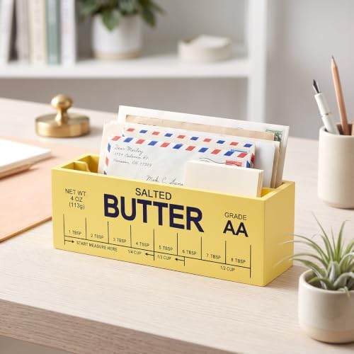 SiliFine Butter Mail Organizer Wooden 2 Slots for Wall Table Countertop