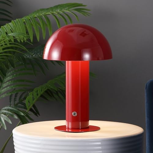 JONATHAN Y Boletus Mushroom Desk Lamp 10.75" Metal LED, Red