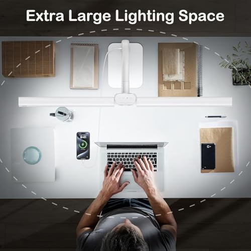 24W LED Desk Lamp for Home Office, 1500lm Dual Head Task Light with Remote