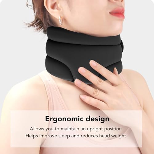 Neck Brace for Neck Pain and Support, Soft Neck Support Brace for Sleeping, Adjustable Cervical Collar Keep Vertebrae Stable and Aligned, Relief of Cervical Spine Pressure (Black)