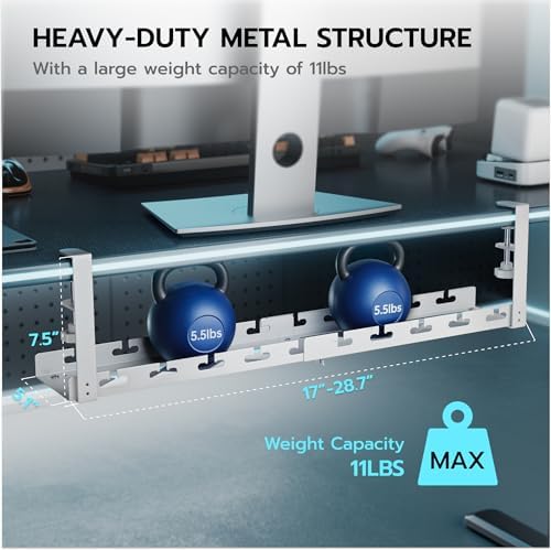 ARES WING 17"-28.7" Extendable Under Desk Cable Management Tray, No-Drill