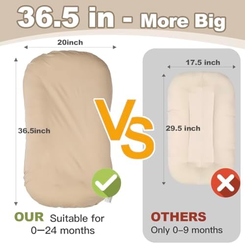 Baby Lounger Oversized 0-24 Months, Home and Travel Infant Cushion-Coffee