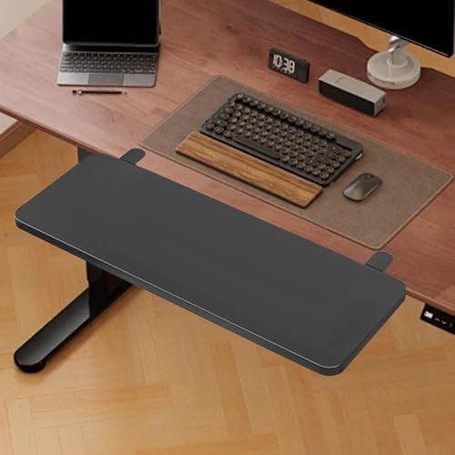 Generic Desk Extender Tray Armrest Keyboard Foldable Clamp on Desk Extension Computer Table Organizer Shelf Wrist Support Wood and Metal Suitable for, Black