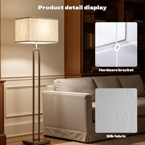 GO&SO Large Rectangle Lamp Shades Set of 2,16"L x 8"W x 10"H Gray Lampshade