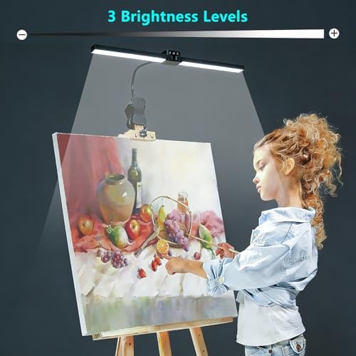 Rechargeable Clip-on Easel Light for Painting, 64 LEDs 4 Color Modes 3 Brightness, Eye-Care Desk Lamp Cordless Easel Lamp for Artists Drawing Art Studio, Memory Function & Touch Control