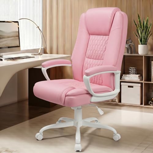 Executive Office Chair, Home Computer Desk Chair, PU Leather, Pink