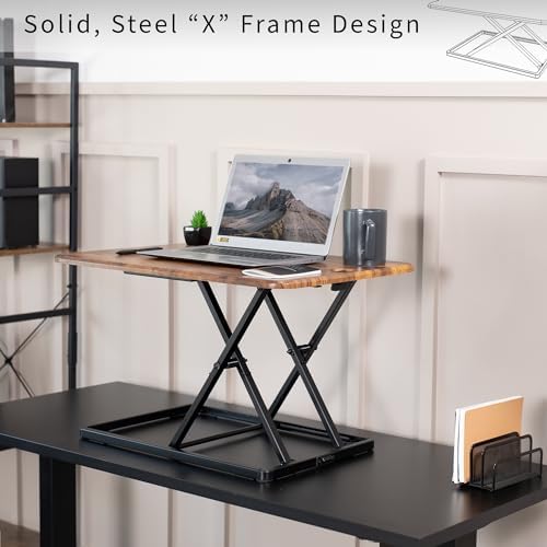VIVO Vintage Brown 26 in Single Top Standing Desk Converter, DESK-V001JN