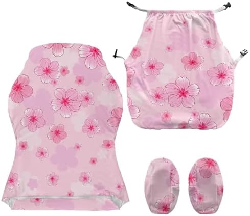 Cherry Blossom Print Gaming Chair Cover with Armrest Covers Stretchable 4 Piece Furniture Protector Washable Non Slip Computer Chair Slipcover