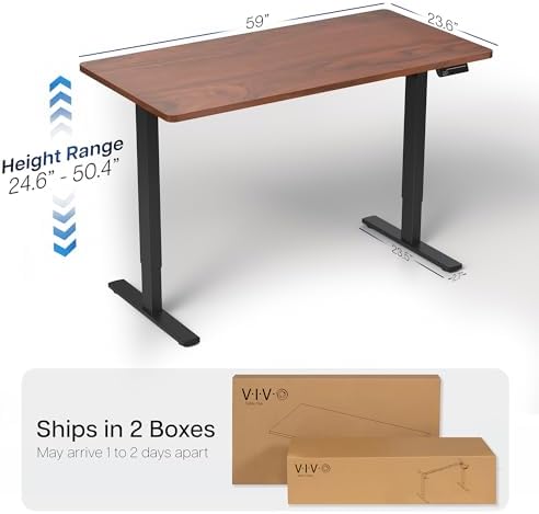VIVO Dark Walnut 60 x 24 in Standing Desk, DESK-KIT-2B6D