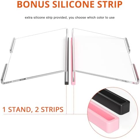 Richboom Computer Keyboard Stand for Desktop, 11.8" Tiny Clear Acrylic Keyboard Riser 78 Keys Compact Keyboard Lift for Desk Ergonomic Short Keyboard Holder Tray with Black and Pink Silicone Strip
