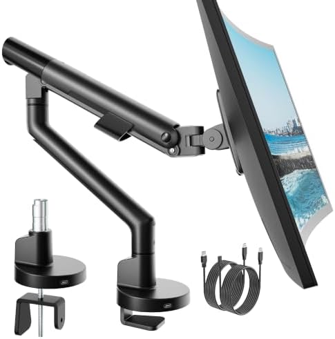 monTEK USB Monitor Arm for 17-40" Screens, 26.4 lbs, Black