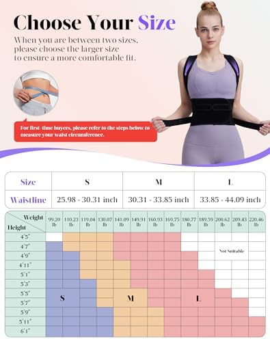 Posture Corrector for Women and Men, Full Back Support Brace, Black, Large