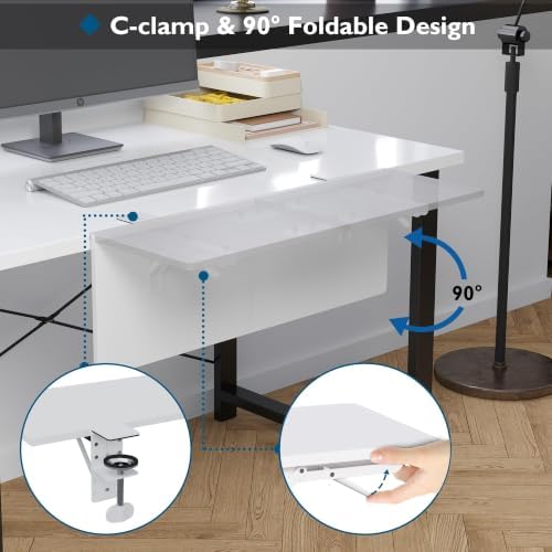BONTEC Ergonomics Desk Extender Tray, 27.2 x 9.5 Inch, White